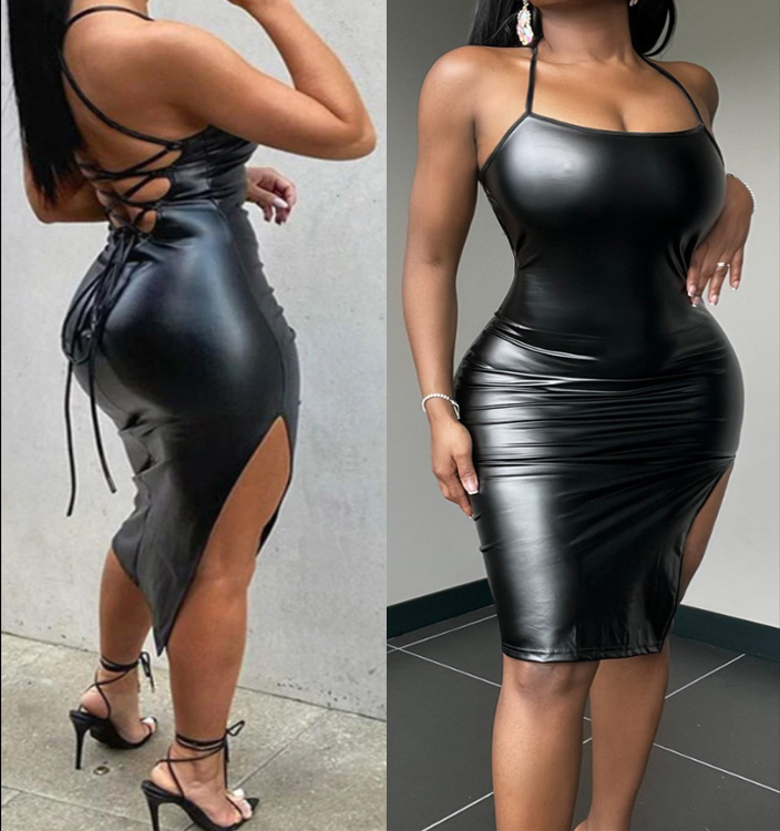 Backless Leather Dress Large Backless Leather Dress Large