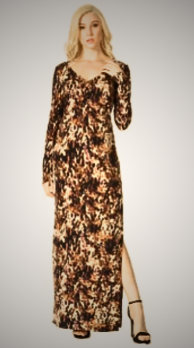 Brown Spots Dress, long sleeve