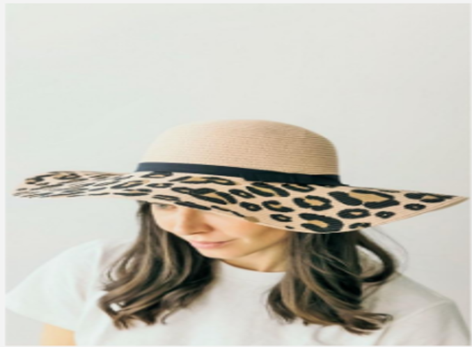 STRAW BRIM HAT, ANIMAL PRINT