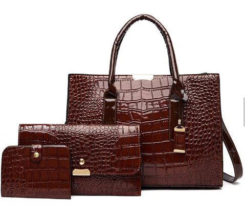 Alligator Tote Bag in Burgundy