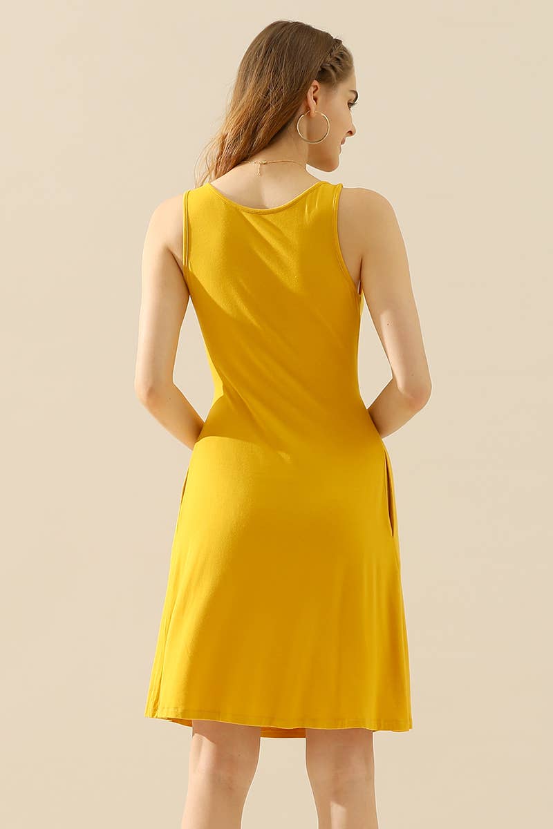PLUS SIZE CASUAL SLEEVELESS DRESS, PLEATED