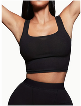 2-piece Crop Tank & Legging Pants Set, Black