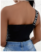 Off Shoulder Geo-Black Top