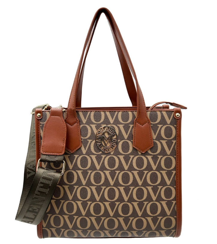 BROWN Script VO Tote, Medium (Valentino Orlandi)