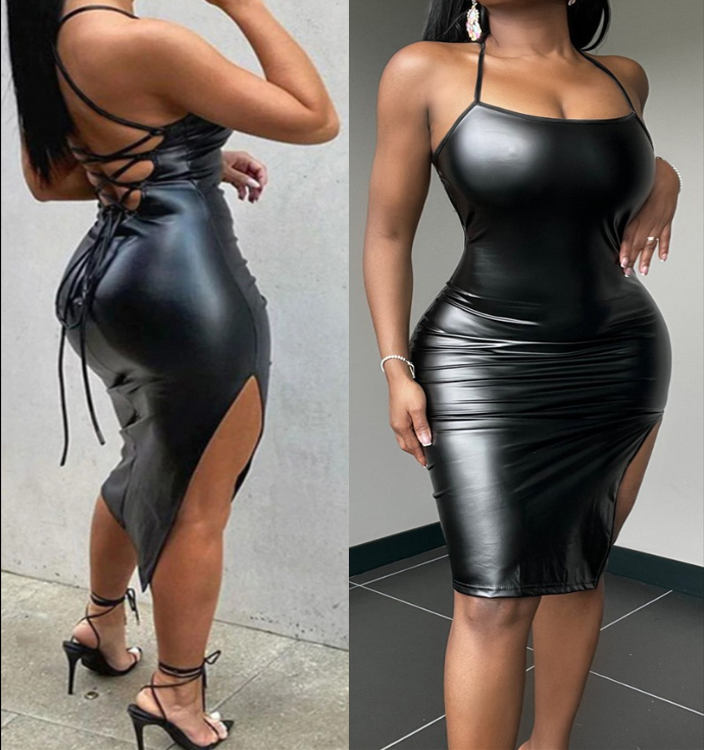 Backless Leather Dress