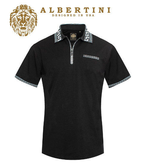 Men's black w/white collar, short sleeve shirt