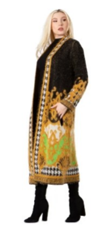 Cardigan, Eyelash Green-combo