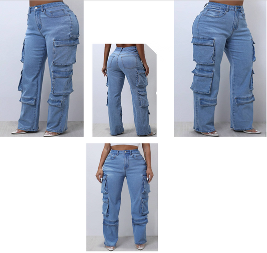 Cargo Denim Blue Jeans