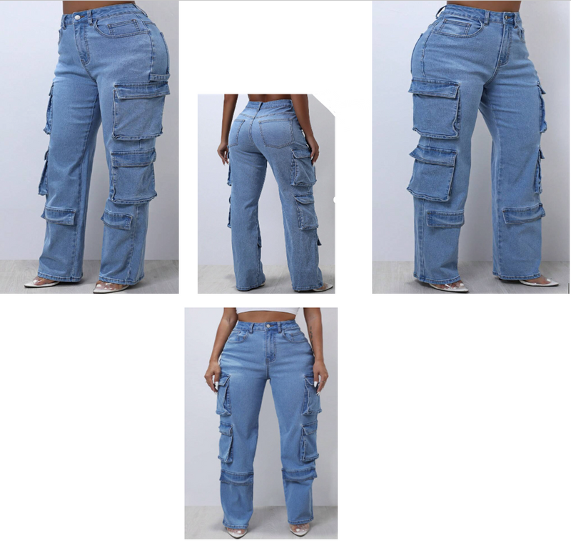 Cargo Denim Blue Jeans