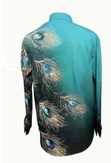 Casual Front Button Long Sleeve Shirt, Peacock Blue