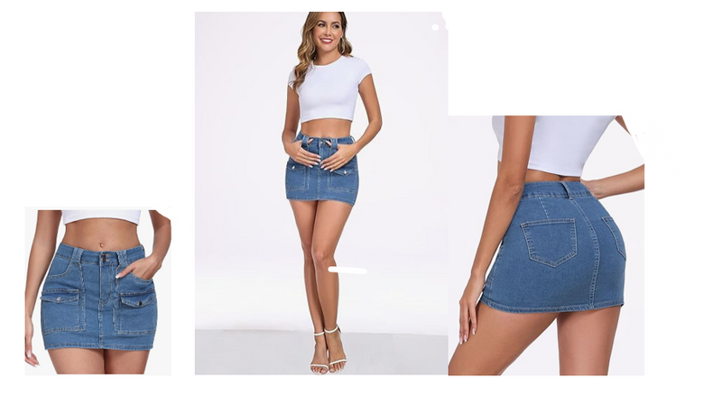 Blue Jean Denim Mini-Skirts