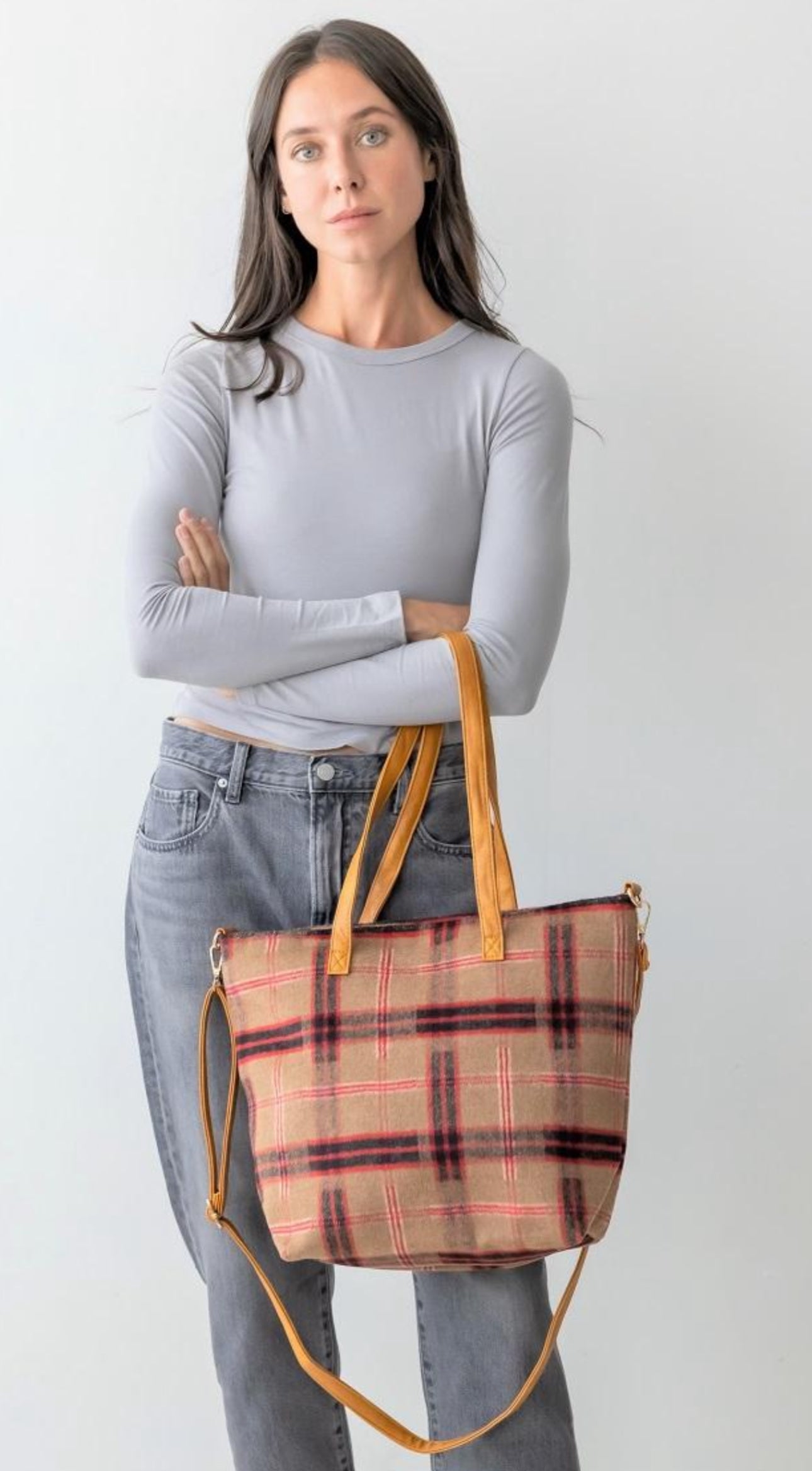 Plaid Tote Handbags Combo (includes crossbody bag)