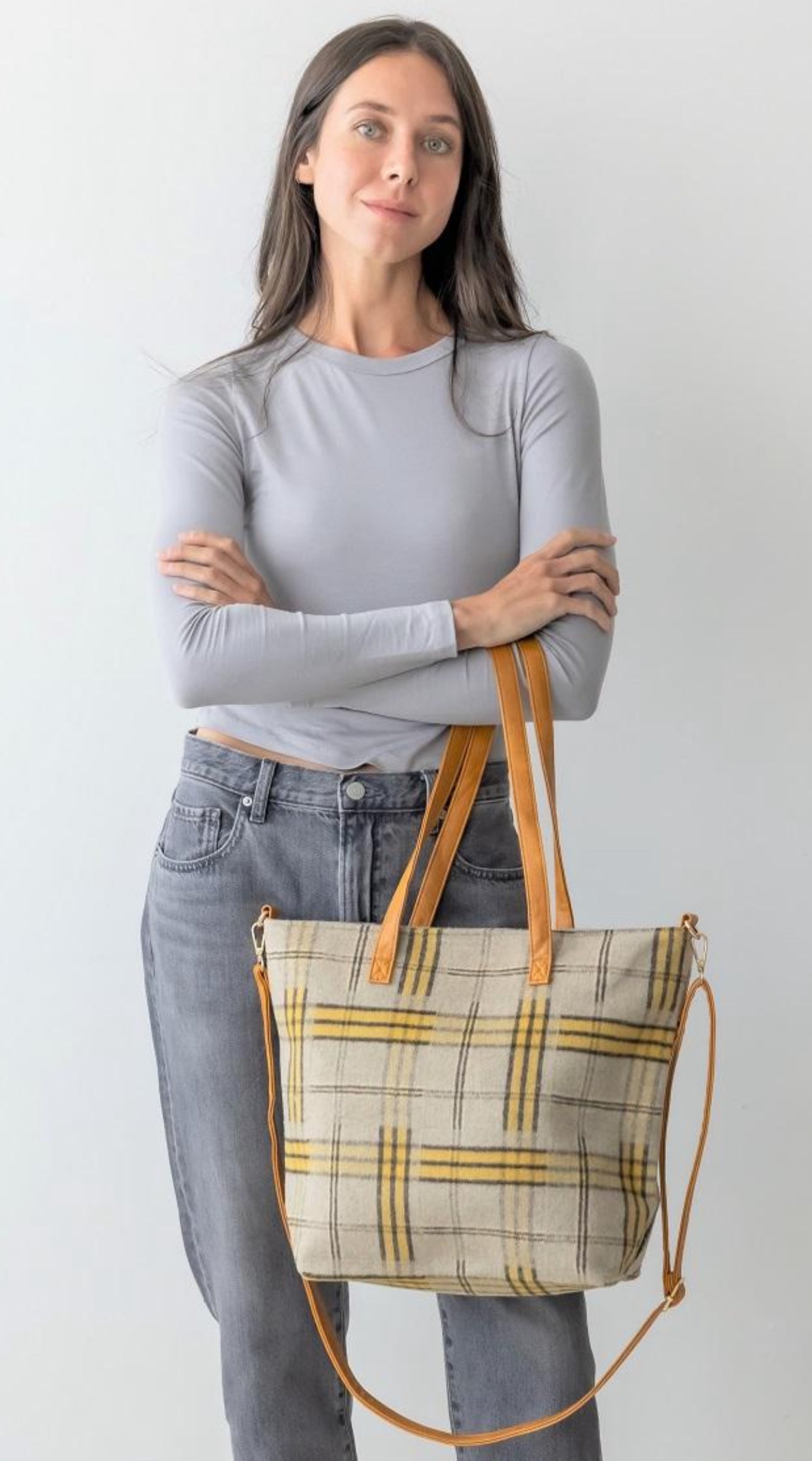 Plaid Tote Handbags Combo (includes crossbody bag)