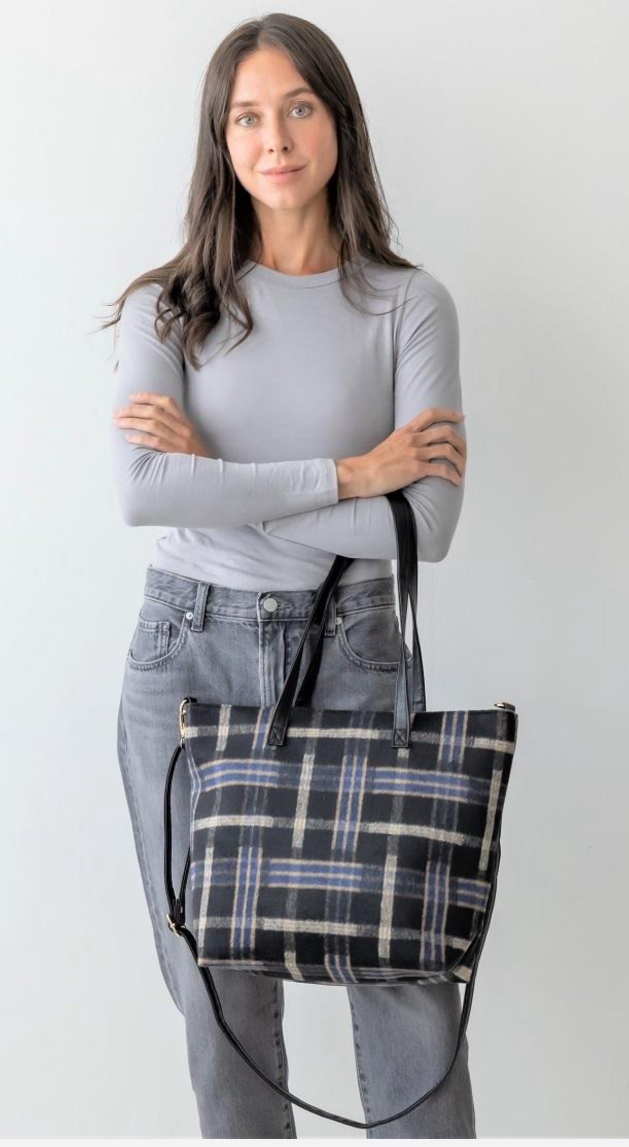 Plaid Tote Handbags Combo (includes crossbody bag)