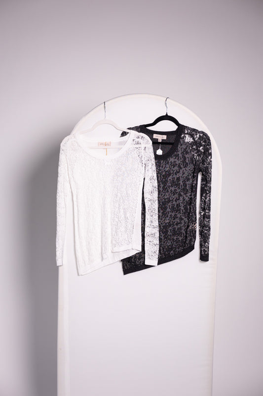 Lace Blouse, Long-sleeved round collar