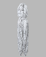 Spiral Print Wide Leg Jumpsuit, White