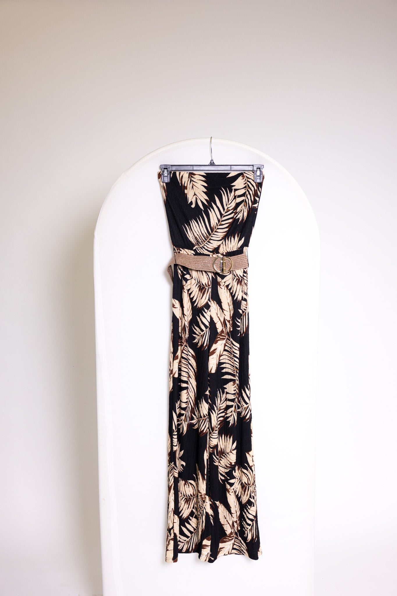 Strapless Jumper, Floral Print (Black, Brown, Beige) by Love Poem