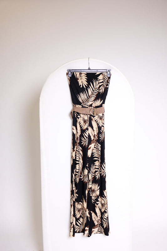 Strapless Jumper, Floral Print (Black, Brown, Beige) by Love Poem