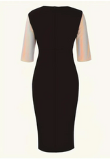 Two-tone Midi Dress, Black