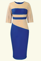 Two-tone Midi Dress, Blue