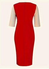 Two-tone Midi Dress, Red