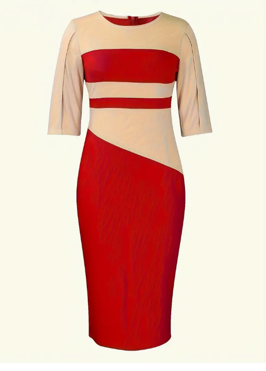 two tone midi dress Fit & Flare Two-Tone Soft Knit Midi Dress Black/White / M