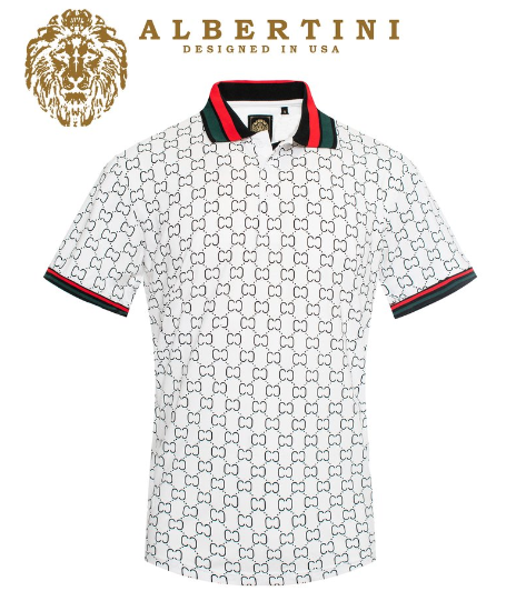 Men's white w/multi-color Collar, short sleeve shirt