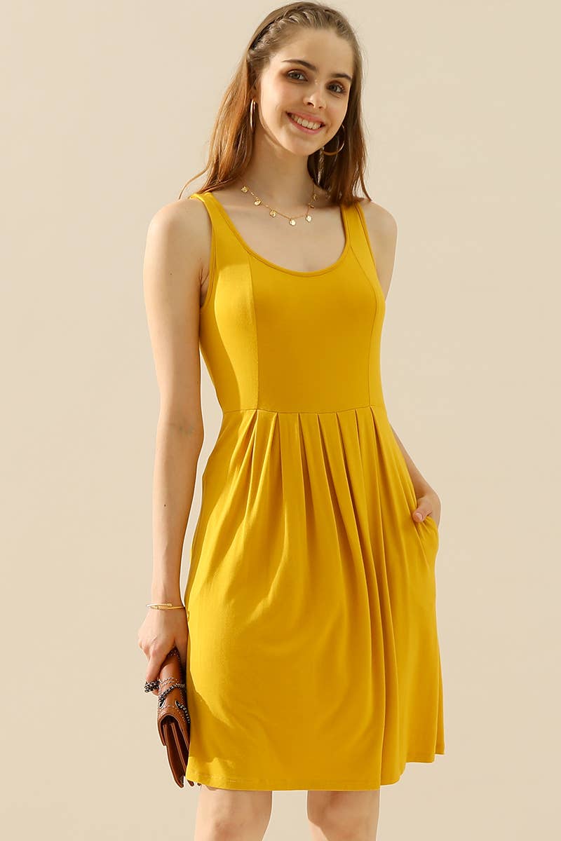PLUS SIZE CASUAL SLEEVELESS DRESS, PLEATED