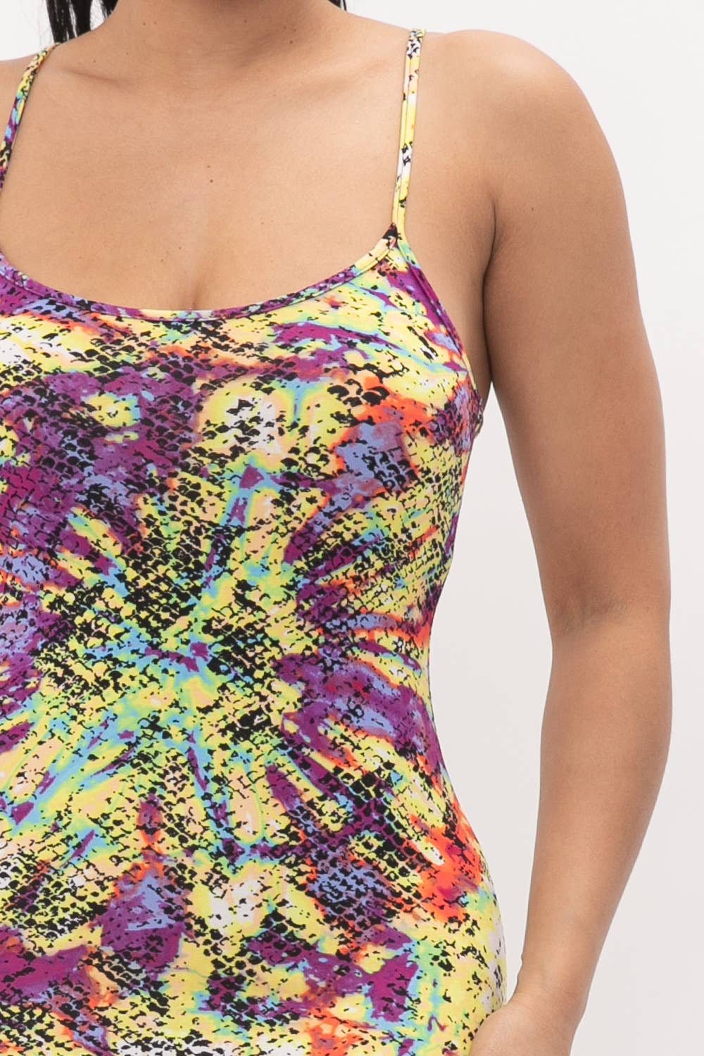 Plus Size Tie Dye Print Back Slit Midi Dress