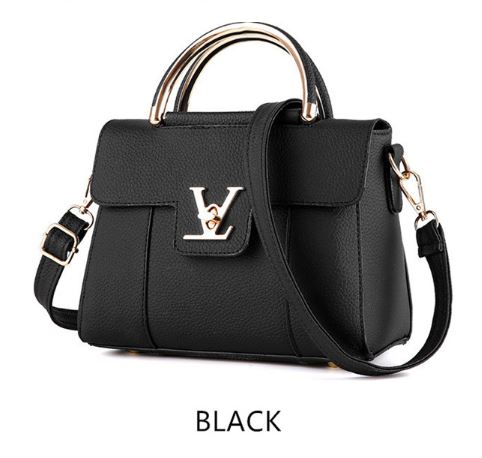 Image of a women's black leather shoulder bags