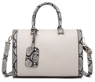 Image of a white snakeskin leather purse bag