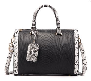 Image of a black snakeskin leather purse bag