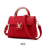 Image of a women's red leather shoulder bags