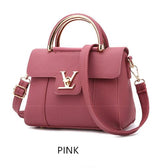 Image of a women's pink leather shoulder bags