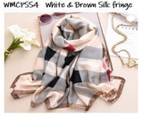 Women's Silk Pattern Border Scarves