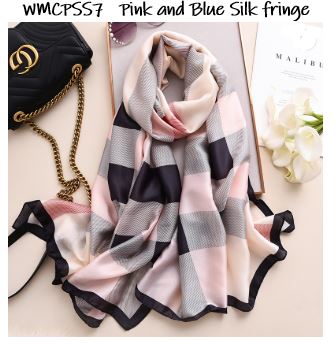 Women's Silk Pattern Border Scarves