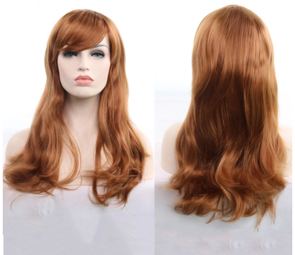 Image of a women's full length brown colored wig.